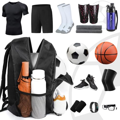 YOREPEK Soccer Backpack, Lightweight Soccer Bag with Ball Holder for Boys Girls Kids, Water resistant Sport Equipment Bags Fit Basketball Volleyball Football Accessories to Match Training