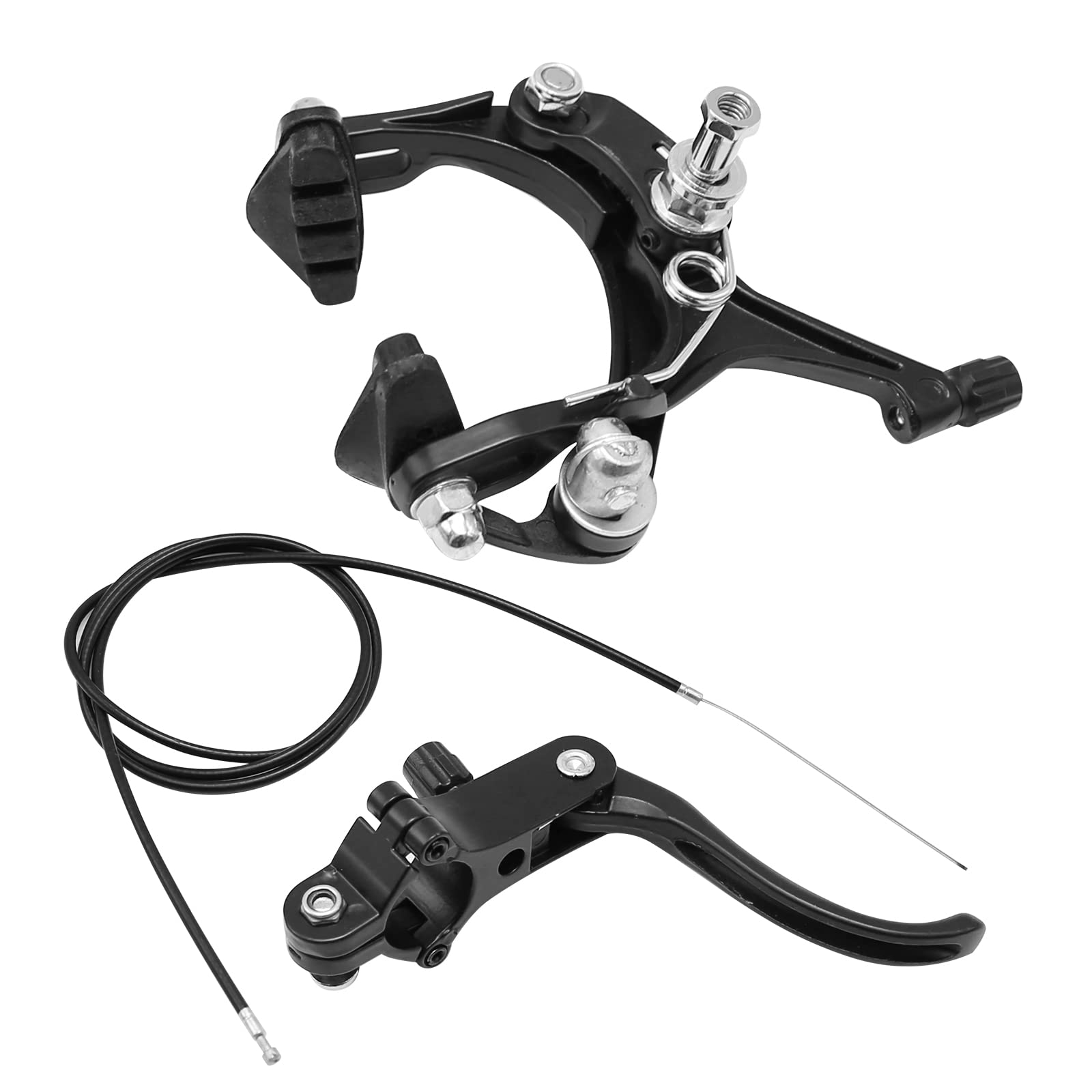 VIKKSAER Rear Bike Brake Kit, Side Pull Brake Set Road Bicycle Caliper Brake Kit, Includes Callipers Levers Cables, Black