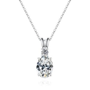 MOOSEA 1.5ct Round and Oval Moissanite Necklace for Women, D Color VVS1 Clarity Lab Created Diamond Necklace 18K White Gold Vermeil 4 Prong Moissanite Pendant Necklace for Women Wife Jewelry Gifts