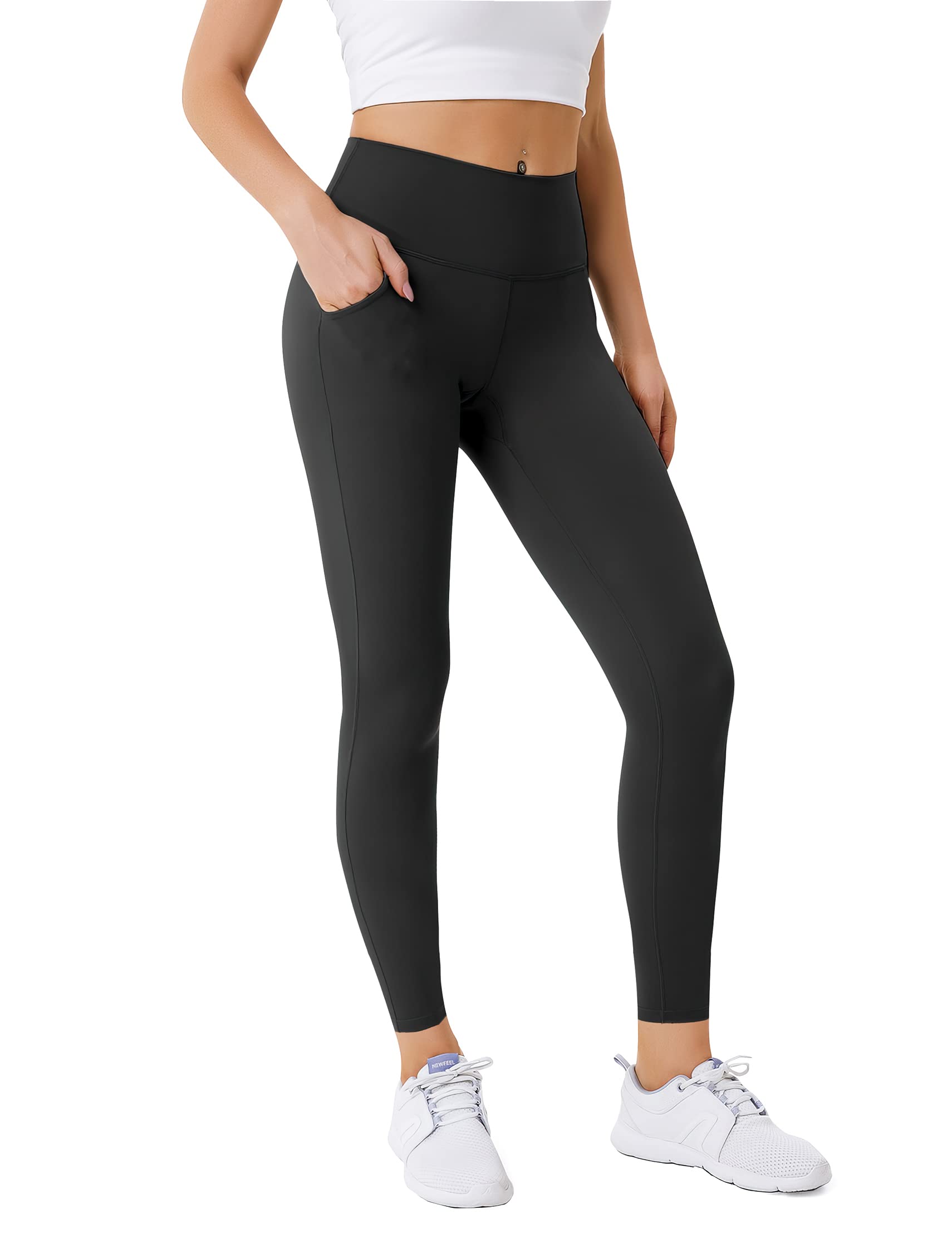 3 Pack High Waisted Leggings for Women No See Through Yoga Pants Tummy Control Leggings for Workout Running Buttery Soft (Pocket Black/Black/Black, L/XL)