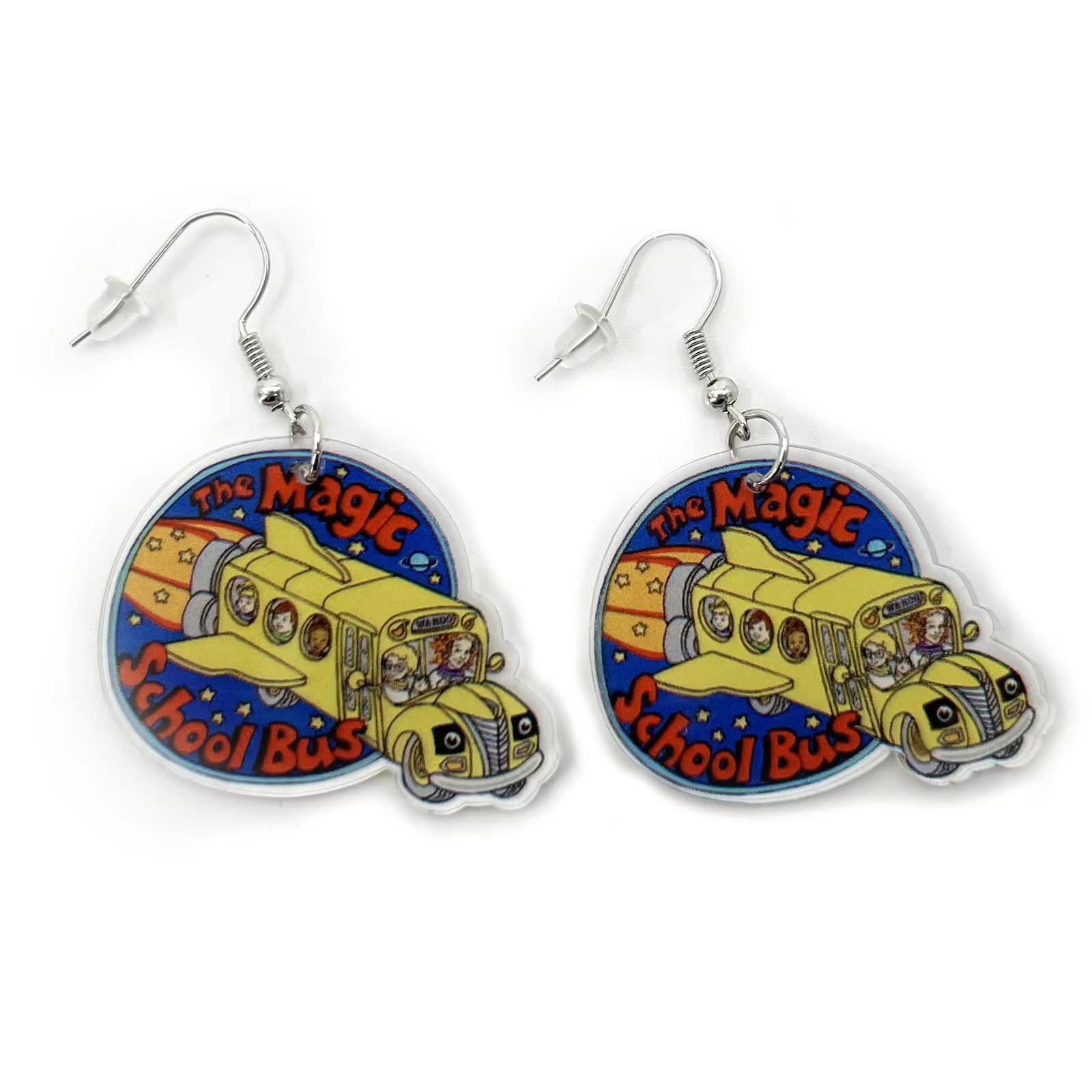 School Bus Earrings for Teachers, Professors, Librarians, Educators and more. Cute Pair of Magic School Bus Style Earrings for Women. Great Pair of Ms. Frizzle Earrings for Teachers, Educators,