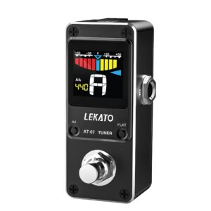 LEKATO Guitar Tuner Pedal with True Bypass, Chromatic Tuner Pedal for Electric Guitar and Bass, Color Display Tuning Pedal with Mute, Pitch and Flat Tuning