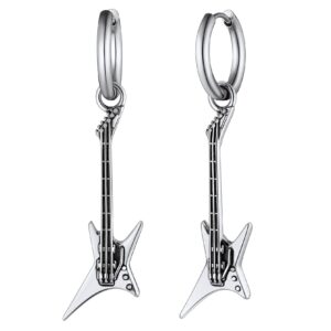 Stainless Steel Electric Hanging Guitar Earrings