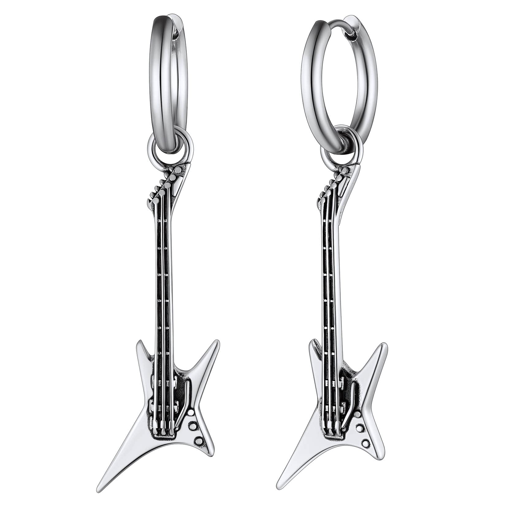 Stainless Steel Electric Hanging Guitar Earrings