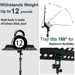 EASTROCK Sheet Music Stand Professional with Portable Bag Widened Panel, Thickened Pipe Wall, Lengthened Height Lifting Music Stand, Adjustable Folding Plate Metal, with Phone Holder