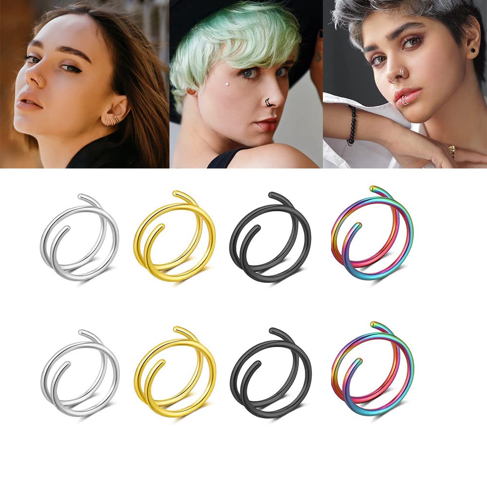 DANSOAN Fake Nose Ring for Women Teenager Stainless Steel Nose Cuffs Septum Nose Ring Piercings on Non-Pierced Nose Ring for Women Men