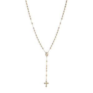 HZMAN Dainty Rosary necklace for Women Long Gold Plated Brass Lariat Y Cross necklace Jewelry Gift