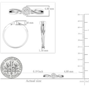 Dazzlingrock Collection 0.10 Carat (ctw) Round White Diamond Women Cluster Flower Promise Ring 1/10 CT, Sterling Silver, Size 7