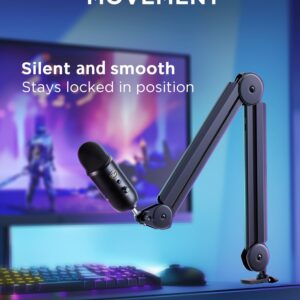 InnoGear Mic Boom Arm Microphone Stand Cable Management for Blue Yeti FIFINE AM8 K669B HyperX QuadCast S SoloCast AT2020 Shure SM7B MV7 and Other Microphone