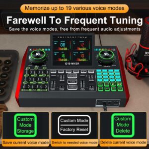 Podcast Equipment Bundle USB Audio Interface with Mixer, Multi-Channel Sound Board Voice Changer, Studio All-in-one XLR DJ Mixer for Phone PC Tik Tok Content Creator Kit Live Streaming Recording