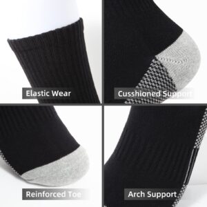 BUDERMMY Men's Cotton Moisture Wicking Heavy Cushion Crew Work Socks,6-12, 6Pairs (US, Numeric, 6, 9, Regular, Tall, black 2)