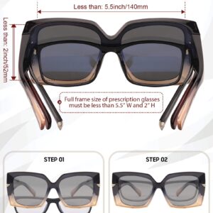 LVIOE Fit Over Sunglasses for Women Oversized Frame & Big Temple & Full UV400 Protection Polarized Lens Fashion Design LS7519