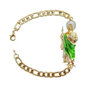 Gold Plate Saint Jude Chain ID Bracelet For Women Men,Esclava San Judas Oro laminado,Mexican cadena de san judas tadeo jewelry y2k accessories