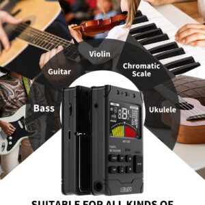 LEKATO Metronome Tuner, Rechargeable 3 In 1 Digital Metronome with TAP Tempo, Woman Vocal Counts, Tuner Tone Generator for Guitar Bass Violin Ukulele Chromatic for All Instruments