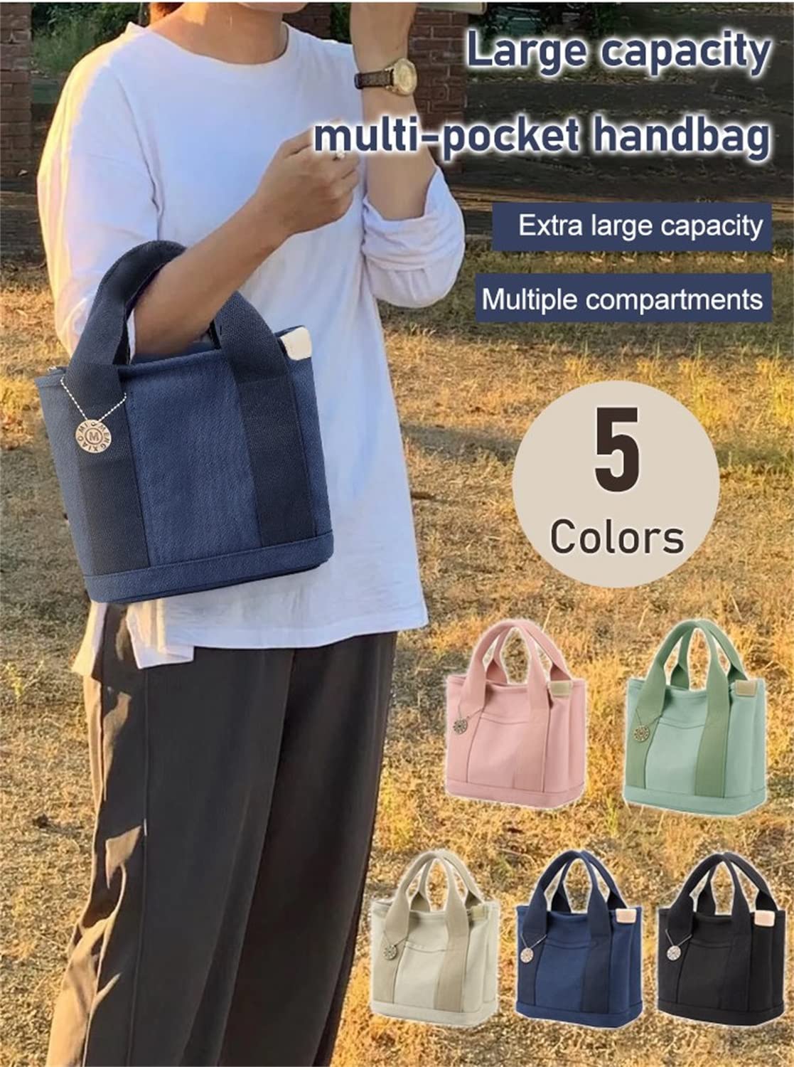 2023 New Women Large Capacity Multi-pocket Handbag, Multi-compartment Canvas Crossbody Shoulder Tote Bag For Travel Work.