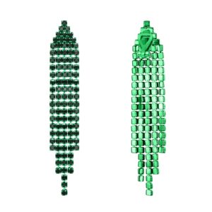 EleQueen Austrian Crystal Chandelier Tassel Earrings Linear Drop Clip-on Earrings for Women Wedding Bridal Party Green Green-Tone