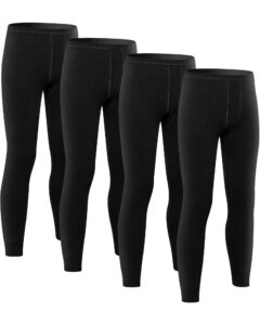 jecery 4 pcs lightweight men's thermal underwear pants warm long johns leggings base layers bottoms winter (black gray,large)