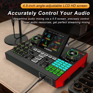 Podcast Equipment Bundle USB Audio Interface with Mixer, Multi-Channel Sound Board Voice Changer, Studio All-in-one XLR DJ Mixer for Phone PC Tik Tok Content Creator Kit Live Streaming Recording