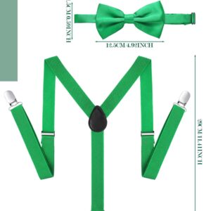 5 Pcs St Patrick' S Day Costume Accessories Set Includes Green High Socks Green Bow Headband Y Shape Suspenders Neck Tie Gree Bow Tie for Women Men St.Patrick's Day Decoration Party Supplies