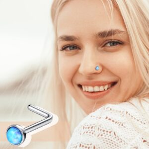 Trnayi 30 Pcs 20g Dangle Nose Ring L Shaped Nose Piercings Jewelry for Women Men Cute Nose Ring Stud Hoop Indian Nose Screw Surgical Steel Nose Ring Studs (Silver)