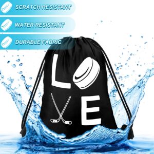 Sinmoe 20 Pcs Hockey Drawstring Bag Hockey Gift Bags Field Hockey Bag for Hockey Party Favors(Black and White, Classic)