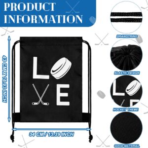 Sinmoe 20 Pcs Hockey Drawstring Bag Hockey Gift Bags Field Hockey Bag for Hockey Party Favors(Black and White, Classic)