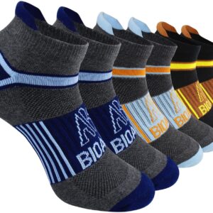 BIOAUM Cushioned Men's Ankle Socks, 6 Pairs Cotton Athletic Sport Breathable Low Cut Socks for Running Size 8-9.5/10-13/12-14