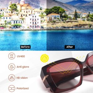 LVIOE Fit Over Sunglasses for Women Oversized Frame & Big Temple & Full UV400 Protection Polarized Lens Fashion Design LS7519