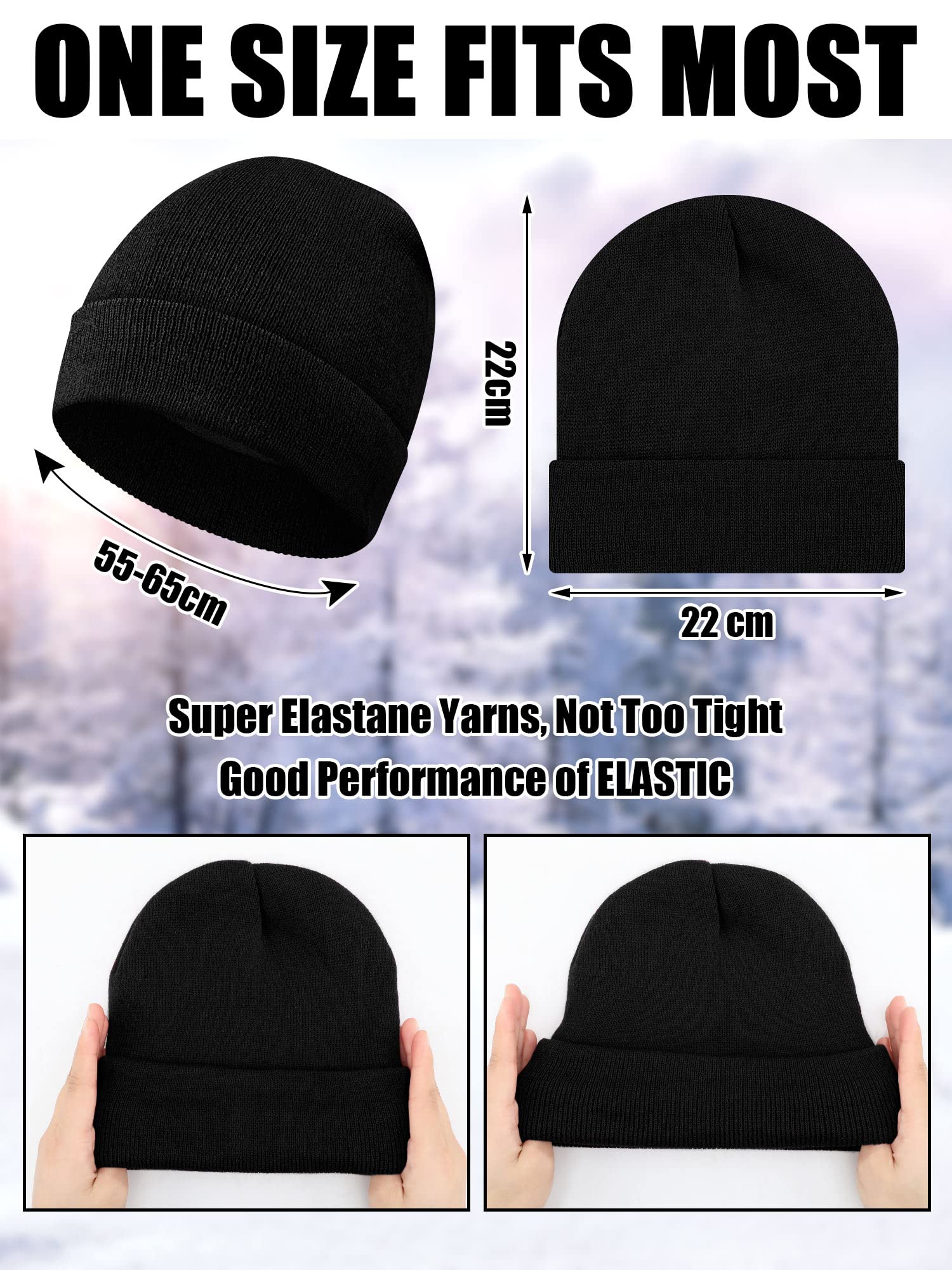 Winter Satin Lined Beanie Hat Silk Lined Beanies Cuffed Skull Hat Knitted Watch Hat (Black, Beige, Caramel, Pink)