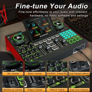 Podcast Equipment Bundle USB Audio Interface with Mixer, Multi-Channel Sound Board Voice Changer, Studio All-in-one XLR DJ Mixer for Phone PC Tik Tok Content Creator Kit Live Streaming Recording