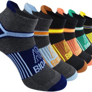 BIOAUM Cushioned Men's Ankle Socks, 6 Pairs Cotton Athletic Sport Breathable Low Cut Socks for Running Size 8-9.5/10-13/12-14