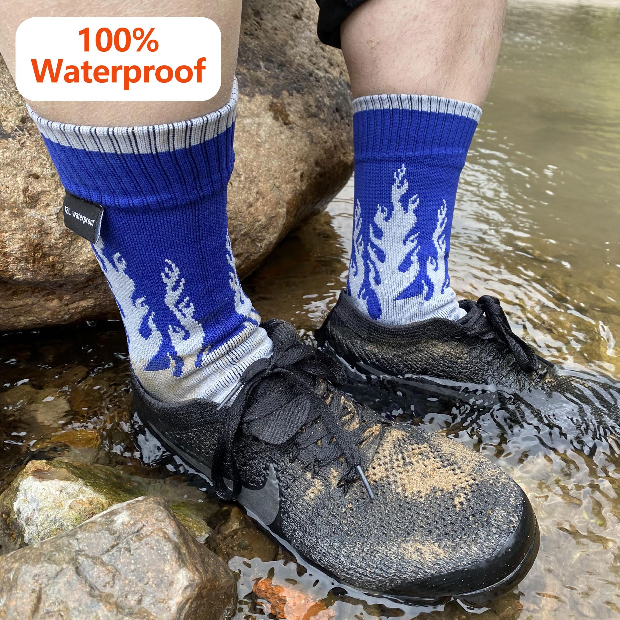 IZL waterproof Waterproof Socks, Womens Socks for Wading Fishing Neoprene Socks for Men Hiking Running Camping Trekking 1 Pair X-Small Navy Blue