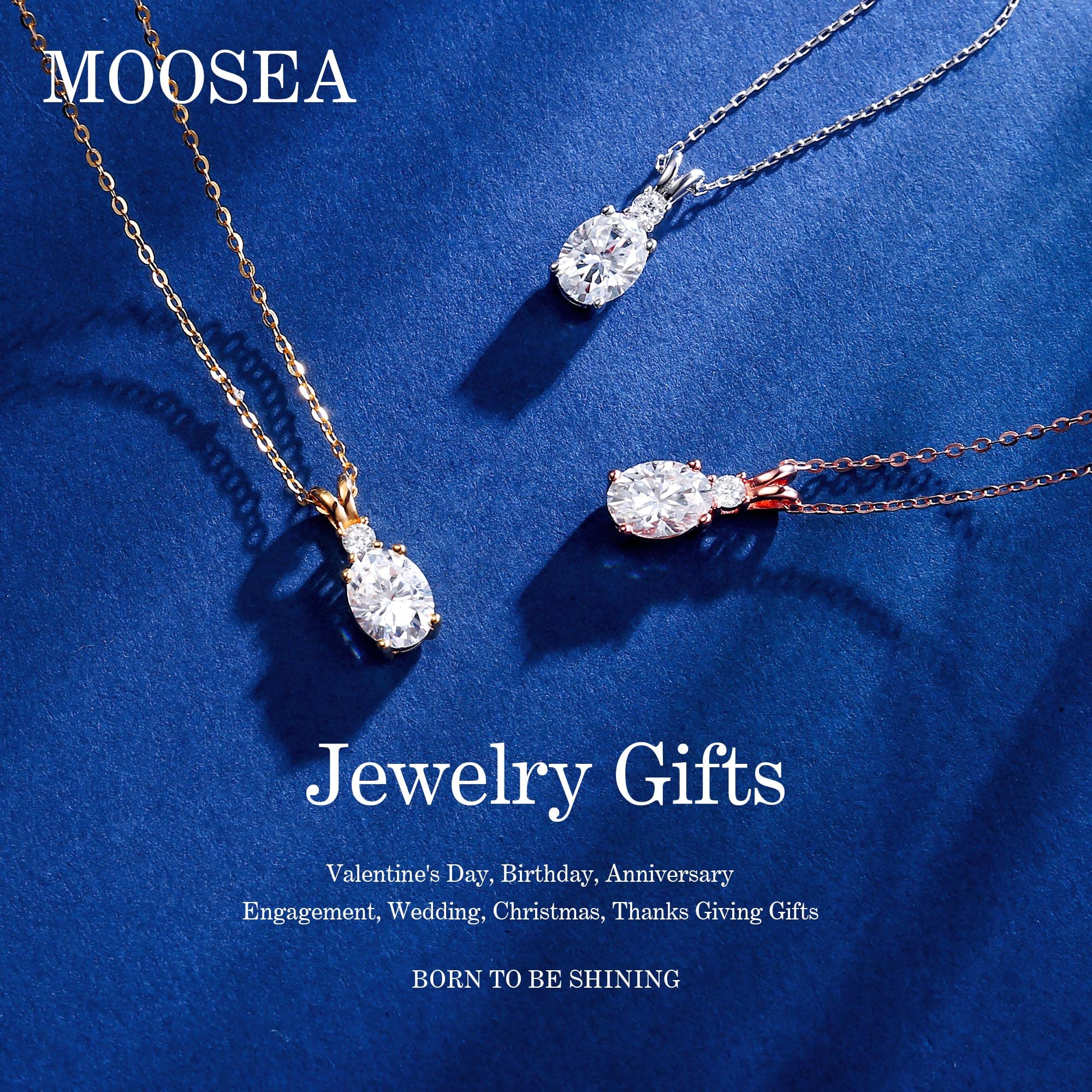 MOOSEA 1.5ct Round and Oval Moissanite Necklace for Women, D Color VVS1 Clarity Lab Created Diamond Necklace 18K White Gold Vermeil 4 Prong Moissanite Pendant Necklace for Women Wife Jewelry Gifts