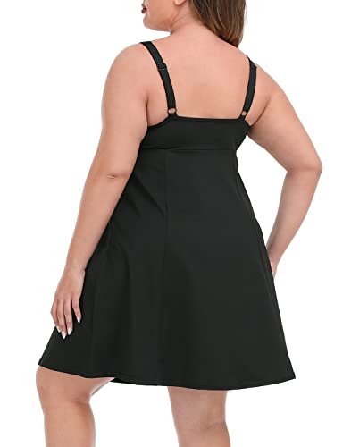 HDE Womens Plus Size Tennis Athletic Workout Dress with Built-in Shorts & Bra Black - 20