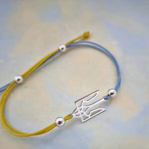 Tryzub Ukrainian bracelet 925 Sterling Silver Ukraine Flag National Emblem of Ukraine Unisex Link Bracelet 925 for Women Men Handmade in Ukraine