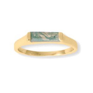 azurebella jewelry moss agate bar ring 14k gold-plated silver stackable, 7