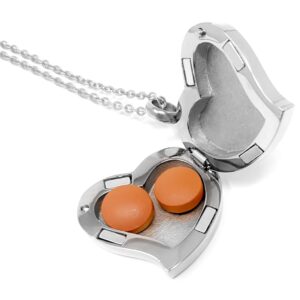 Amour Heart Pill Necklace,Polished Heart Locket with Strong Magnetic Closure,Medication Necklace,Heart Locket Necklace with 26 Inches Chain, No Gemstone