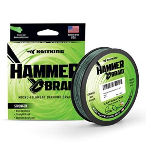 kastking hammer braid fishing line, moss green, 4 strand, 20lb, 150yds