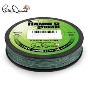 KastKing Hammer Braid Fishing Line, Moss Green, 4 Strand, 20LB, 150Yds