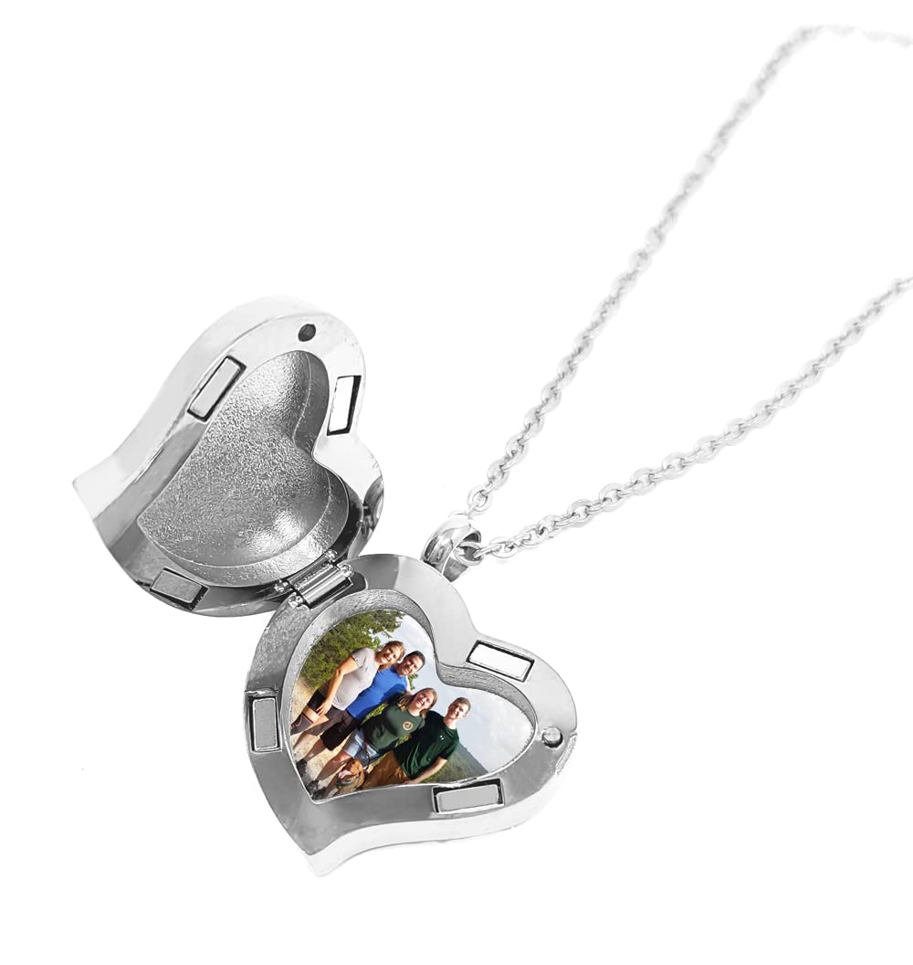 Amour Heart Pill Necklace,Polished Heart Locket with Strong Magnetic Closure,Medication Necklace,Heart Locket Necklace with 26 Inches Chain, No Gemstone