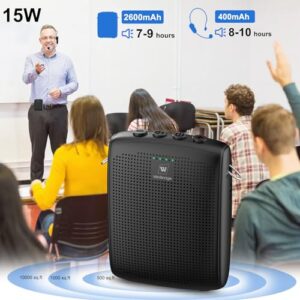 WinBridge Bluetooth Voice Amplifier for Teachers, Wireless Voice Amplifier with Bluetooth Headset Microphone, Portable Megaphone Speaker Headset System, Teacher Must Haves 15W WB002