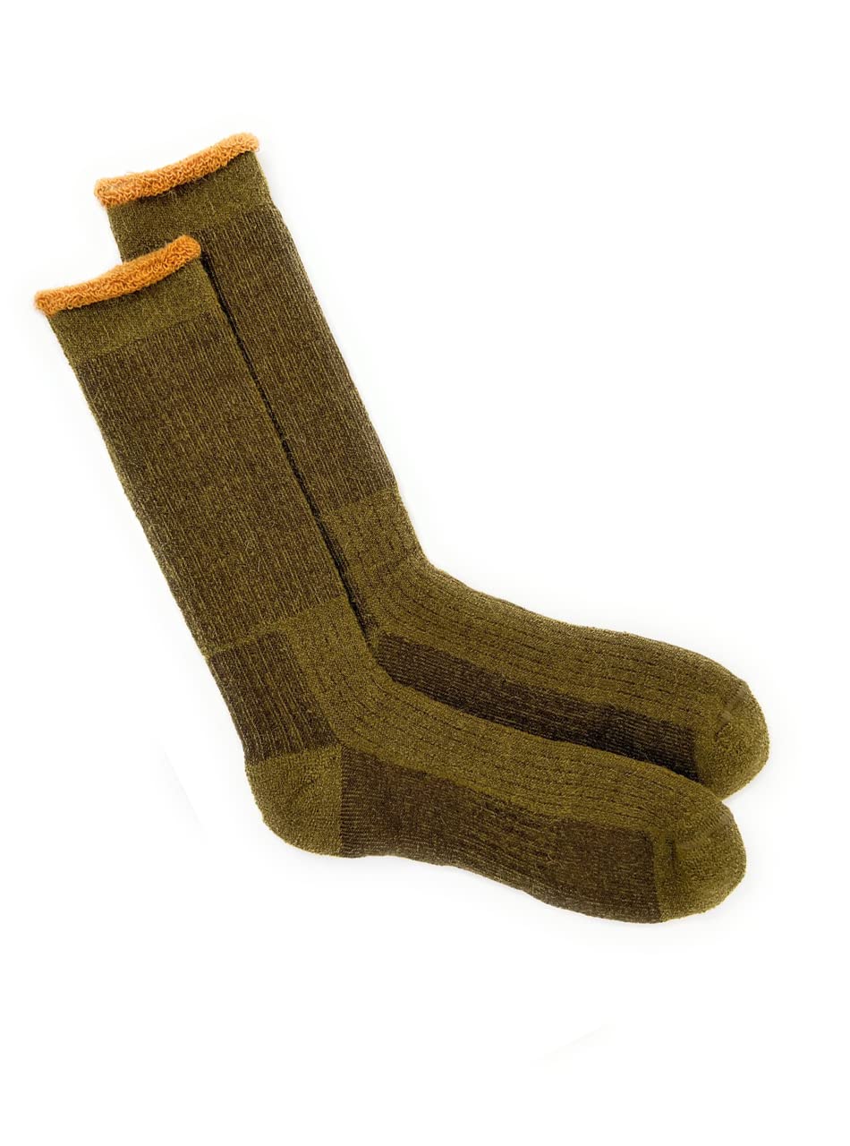 WARRIOR ALPACA SOCKS - Heavy-Duty Terry Lined Endurance Alpaca Socks (Mountain Green/Gold, Large)