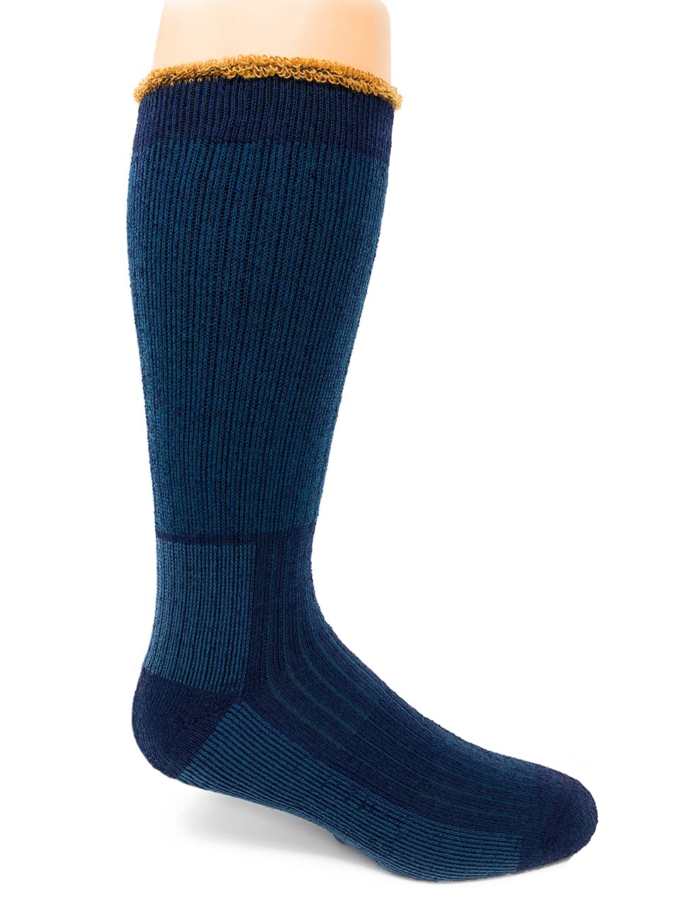 WARRIOR ALPACA SOCKS - Heavy-Duty Terry Lined Endurance Alpaca Socks (Lakeside Blue/Gold, Medium)