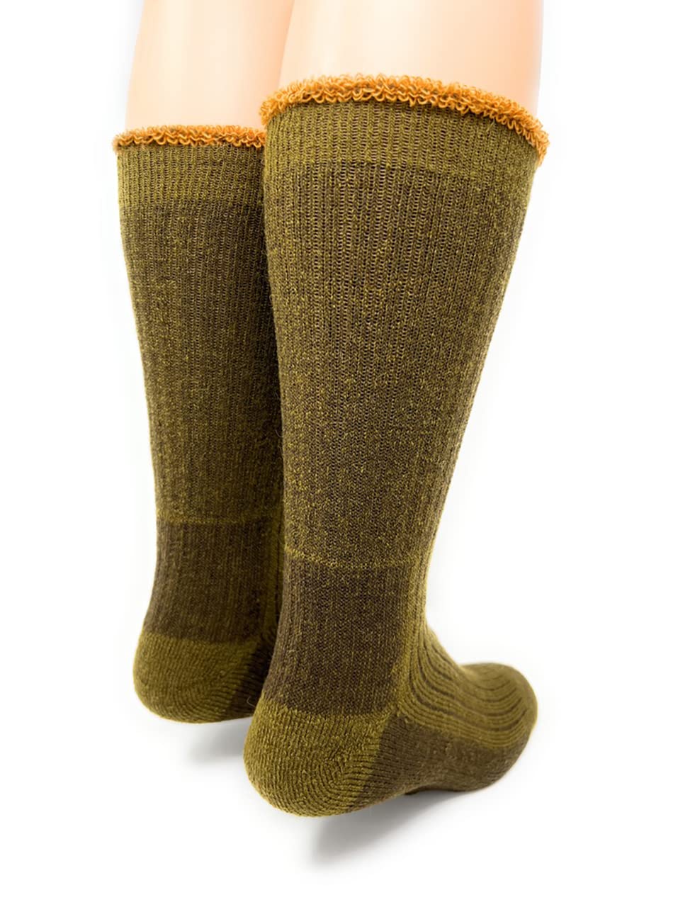 WARRIOR ALPACA SOCKS - Heavy-Duty Terry Lined Endurance Alpaca Socks (Mountain Green/Gold, Large)