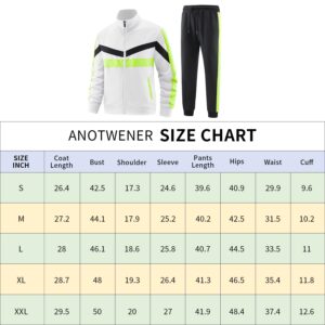 ANOTWENER Track Sweat Suits For Men Set Sweatsuits 2 Piece Sets Warm Up Tracksuit Jogging Suit Joggers Two Piece Outfits Jacket and Pants Sport Fashion Running Clothing White 248-XL