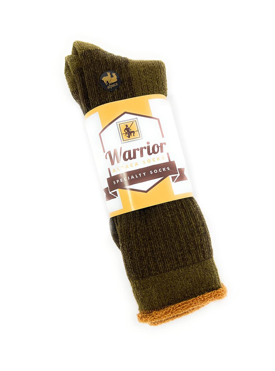 WARRIOR ALPACA SOCKS - Heavy-Duty Terry Lined Endurance Alpaca Socks (Mountain Green/Gold, Large)