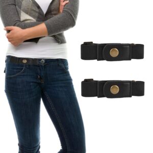 lusofie 2pcs no buckle belt women，belt elastic comfortable invisible belt for jeans