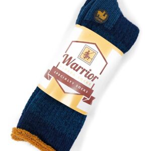 WARRIOR ALPACA SOCKS - Heavy-Duty Terry Lined Endurance Alpaca Socks (Lakeside Blue/Gold, Medium)