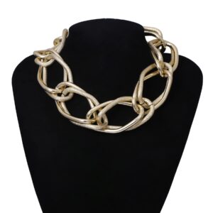 BUAJIUBUA Chunky Choker Necklaces for Women Men Collar(GOLD)