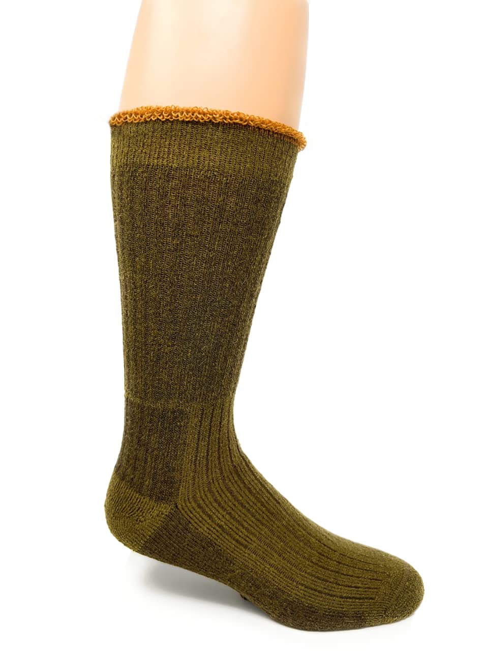 WARRIOR ALPACA SOCKS - Heavy-Duty Terry Lined Endurance Alpaca Socks (Mountain Green/Gold, Large)